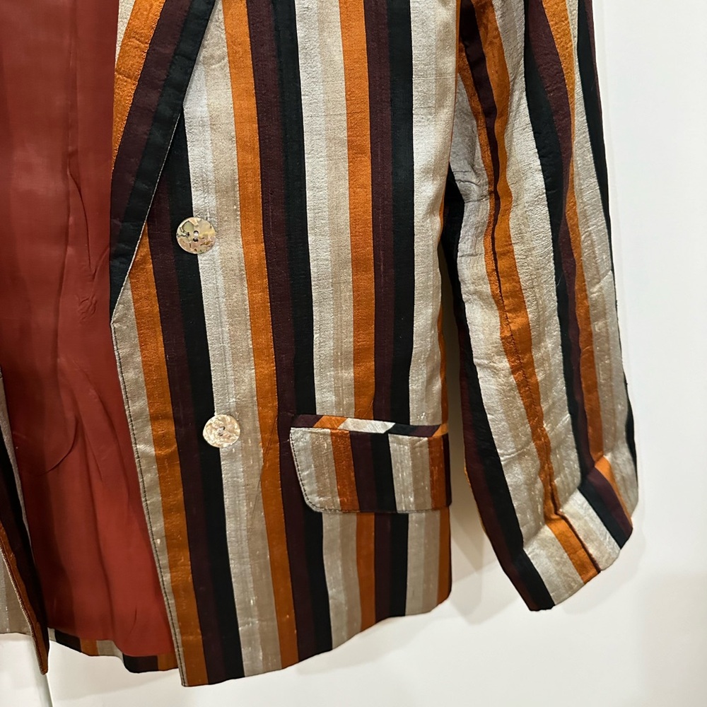 Vintage 1960’s Mr. Blackwell striped blazer 100% silk (Sz 6) - Picture 8 of 14